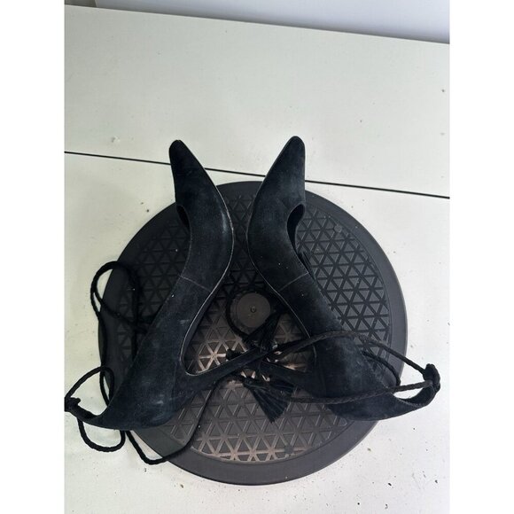 Joie Angelynn Black Suede Tassel Tie Ankle Strap Stiletto Heels Size 38 / 7.5 US - Picture 3 of 9